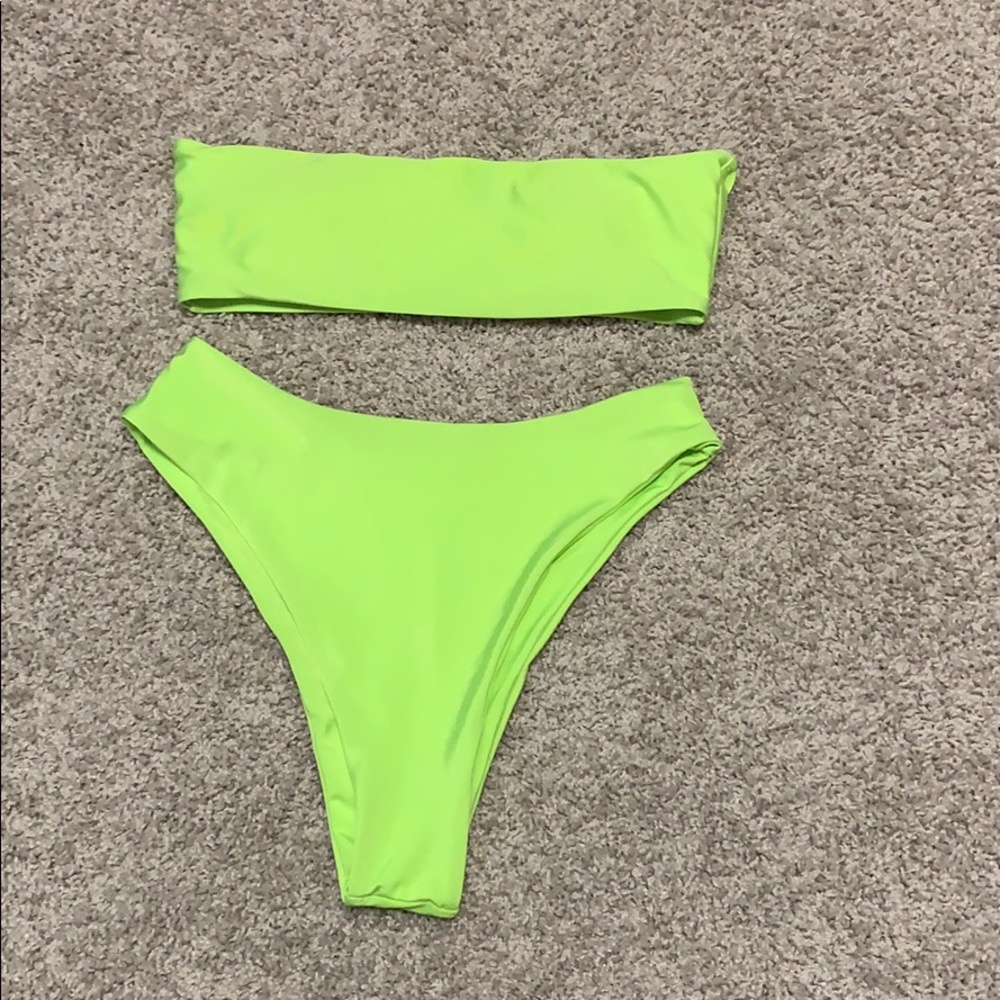 Neon green high waisted bikini